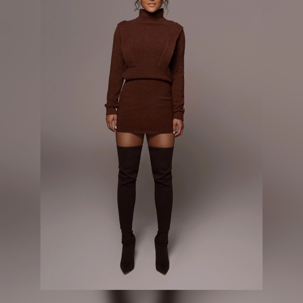 Chocolate Emberly sweater dress JLUXLABEL